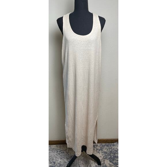 Old Navy Women's Cross Back Maxi Linen Dress Oatmeal Plus S Coastal Lagenlook - Picture 1 of 11